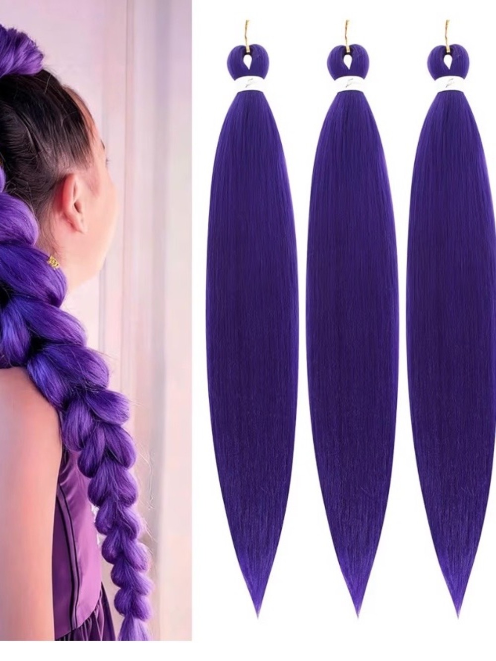 Purple Synthetic Braid Hair Extensions - Vibrant Purple Women Hair